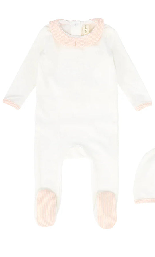 BEBE JOLEE STRIPE COLLAR MONOGRAM FOOTIE