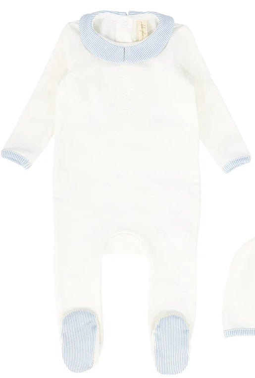BEBE JOLEE STRIPE COLLAR MONOGRAM FOOTIE