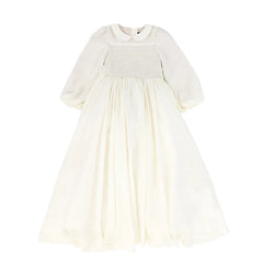 FRANCESCA GUILIANO EMBROIDERED SMOCKED COLLAR GOWN