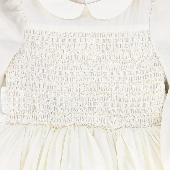 FRANCESCA GUILIANO EMBROIDERED SMOCKED COLLAR GOWN