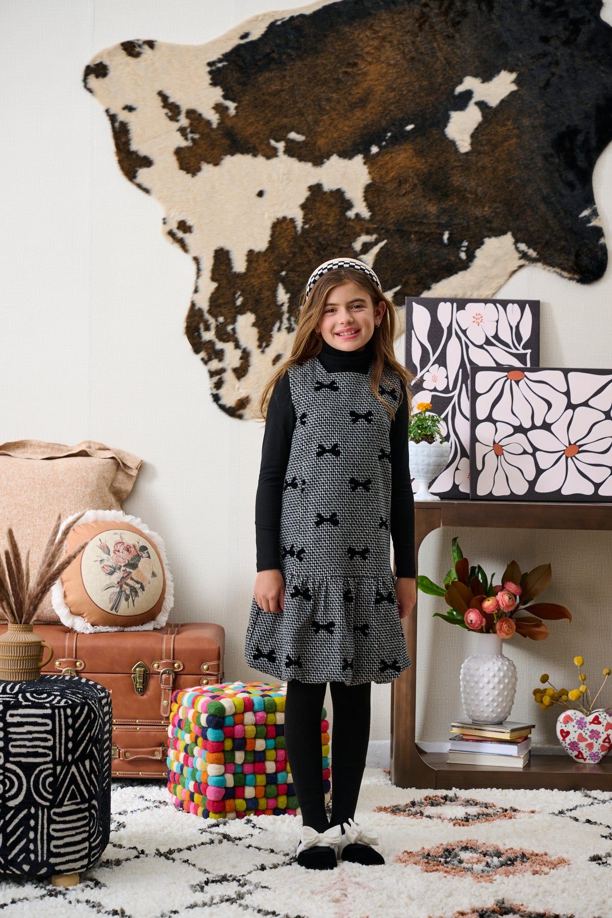 PORTER HERRINGBONE BOW DESIGN BUBBLE JUMPER