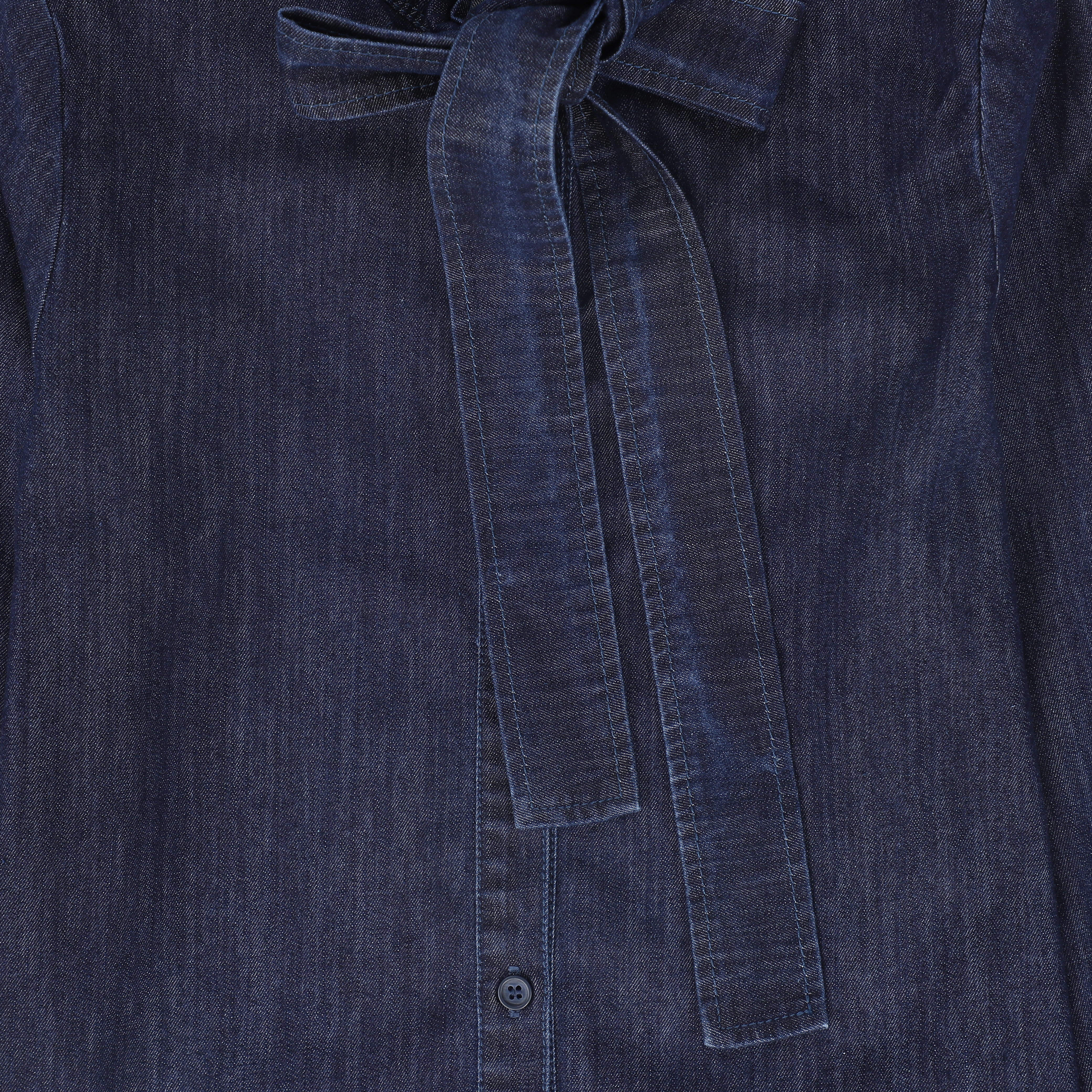 VALENTINA CHAMBRAY TIE NECK BLOUSE