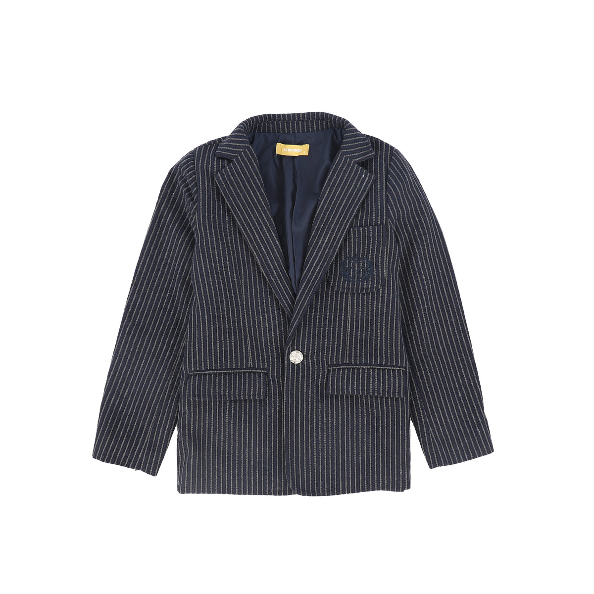 LE BOURDON EMBLEM POCKET STRIPED TEXTURED BLAZER