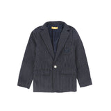 LE BOURDON EMBLEM POCKET STRIPED TEXTURED BLAZER