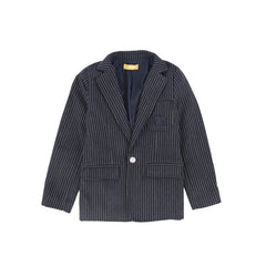 LE BOURDON EMBLEM POCKET STRIPED TEXTURED BLAZER
