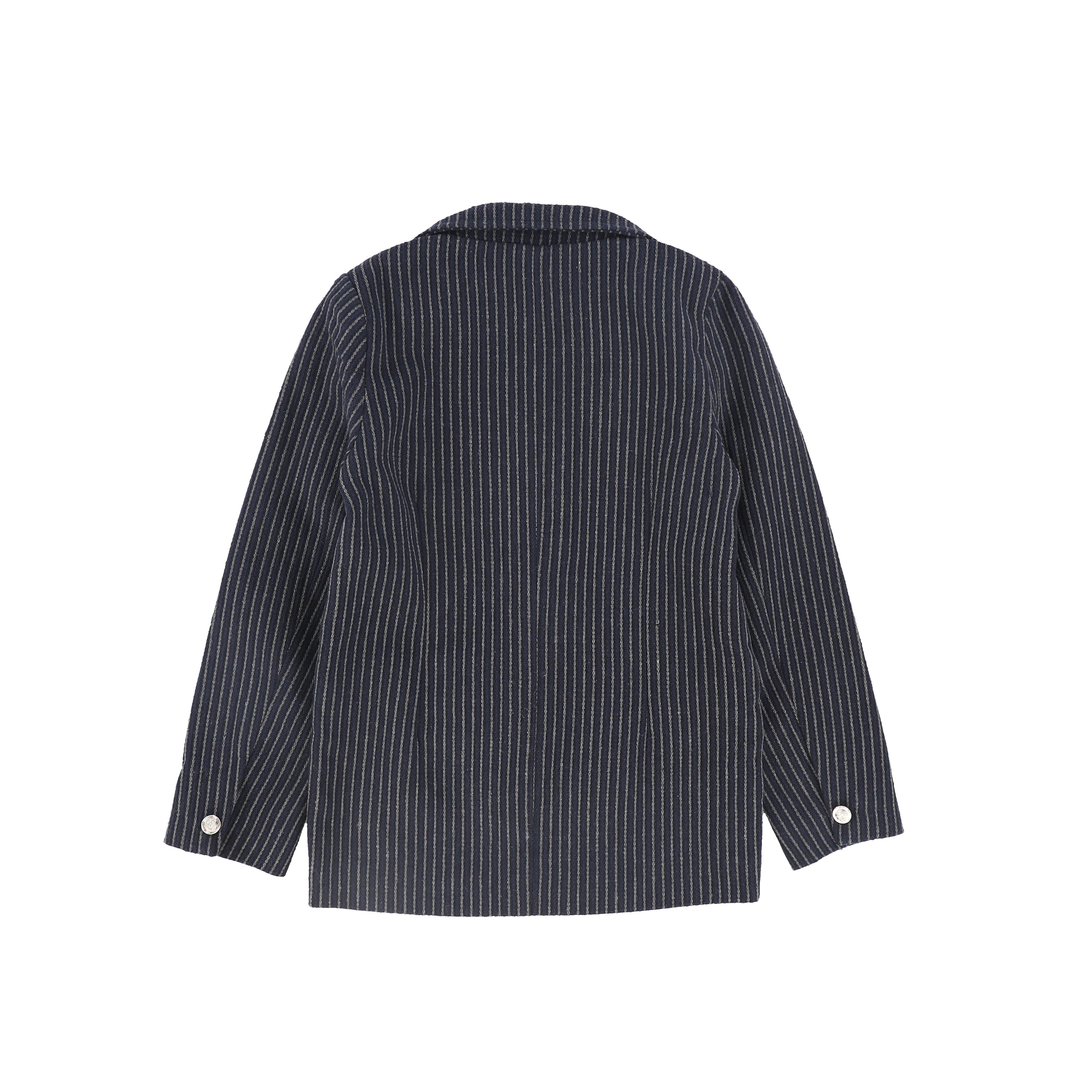 LE BOURDON EMBLEM POCKET STRIPED TEXTURED BLAZER