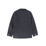 LE BOURDON EMBLEM POCKET STRIPED TEXTURED BLAZER