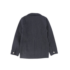 LE BOURDON EMBLEM POCKET STRIPED TEXTURED BLAZER