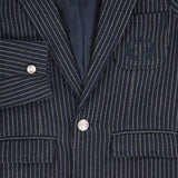 LE BOURDON EMBLEM POCKET STRIPED TEXTURED BLAZER