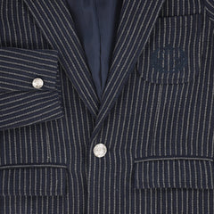LE BOURDON EMBLEM POCKET STRIPED TEXTURED BLAZER