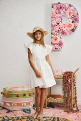 PORTER RUFFLE SLEEVE BELTED DRESS