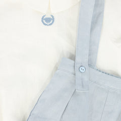LE BOURDON 2PC LINEN BUBBLE OVERALLS SET