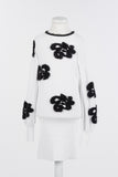 TWINSET LONG SLEEVE FUZZY SWEATER WITH FLOWERS