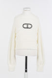 TWINSET LONG SLEEV FUZZY FUR SWEATER WITH LOGO