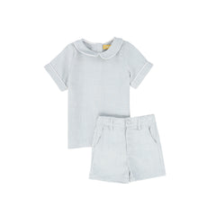 LE BOURDON 2PC LINEN PIPED COLLAR SET