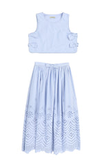 VALENTINA EYELET DETAIL MIDI SKIRT