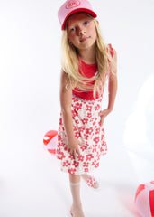 LOUD APPAREL "PERFUME" LOGO WAISTBAND FLOWER PRINT SKIRT