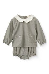 COPENHAGEN COLORS 2PC CHECKERED TOP WITH COLLAR AND BLOOMERS  SET