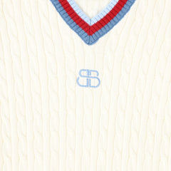 BAMBOO 2PC STRIPED CABLE KNIT SWEATER SET