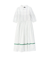 BAMBOO ACCORDIAN PLEAT COLLAR MIDI DRESS