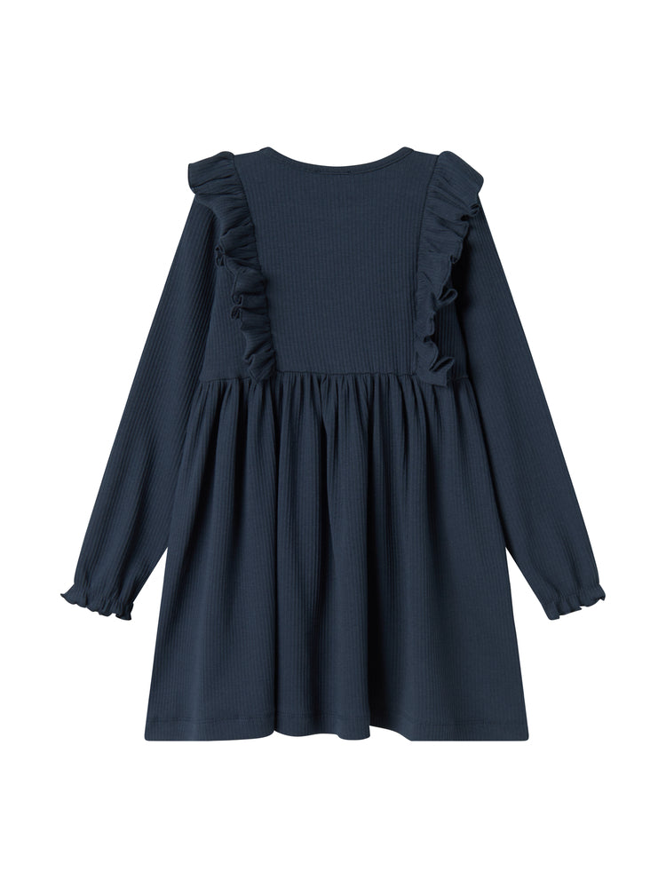 MARMAR RUFFLE RIBBED LONG SLEEVE DIKTE DRESS