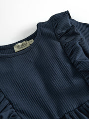MARMAR RUFFLE RIBBED LONG SLEEVE DIKTE DRESS