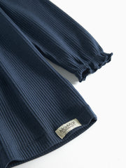 MARMAR RUFFLE RIBBED LONG SLEEVE DIKTE DRESS
