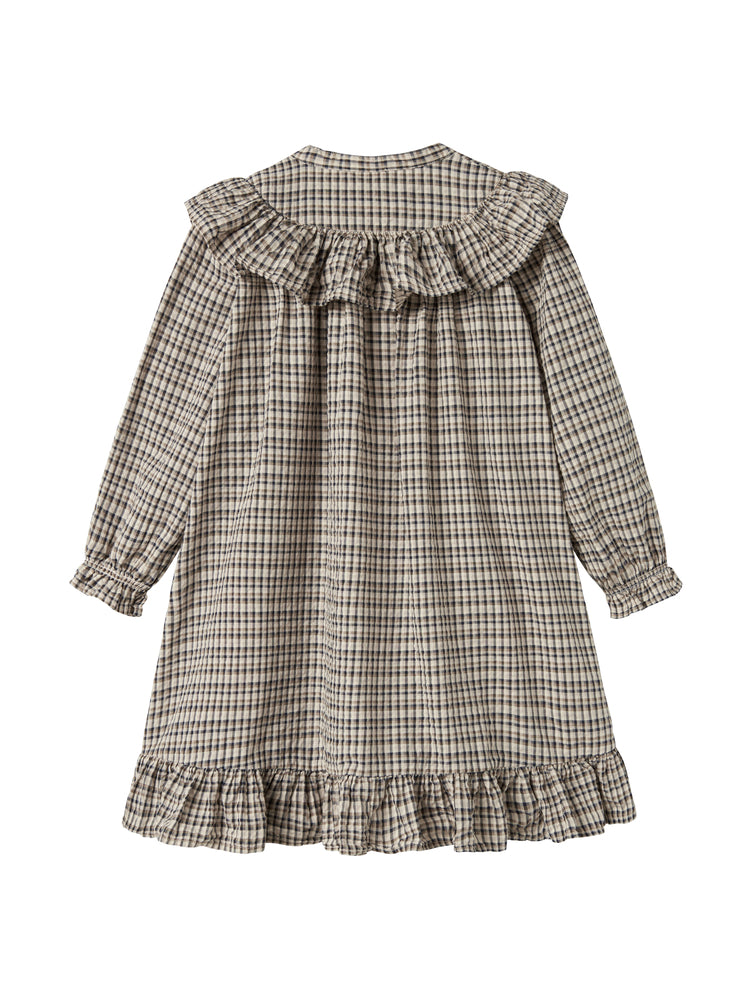 MARMAR BUTTON UP RUFFLE PLAID DRESS