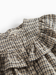 MARMAR BUTTON UP RUFFLE PLAID DRESS