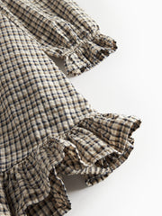 MARMAR BUTTON UP RUFFLE PLAID DRESS