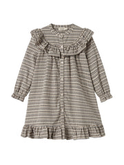 MARMAR BUTTON UP RUFFLE PLAID DRESS