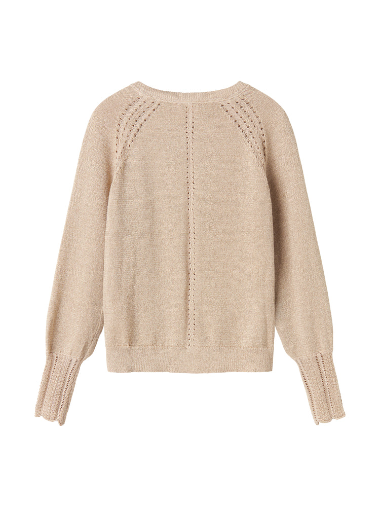 MARMAR KNIT EYELET TRIM DETAIL CARDIGAN
