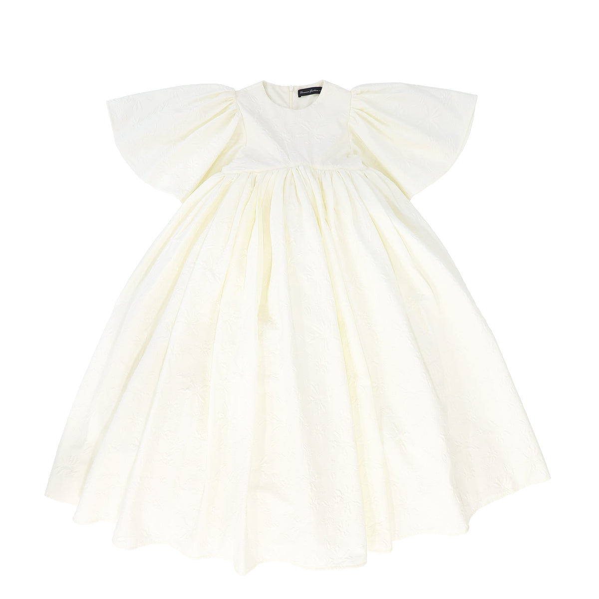 FRANCESCA GUILIANO EMBOSSED FLOWER HIGH WAIST FLUTTER SLEEVE GOWN