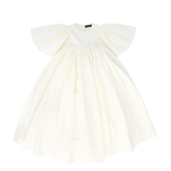 FRANCESCA GUILIANO EMBOSSED FLOWER HIGH WAIST FLUTTER SLEEVE GOWN