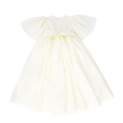 FRANCESCA GUILIANO EMBOSSED FLOWER HIGH WAIST FLUTTER SLEEVE GOWN