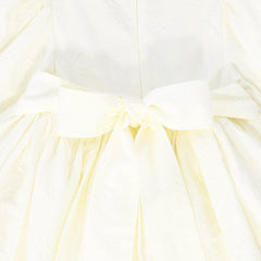 FRANCESCA GUILIANO EMBOSSED FLOWER HIGH WAIST FLUTTER SLEEVE GOWN