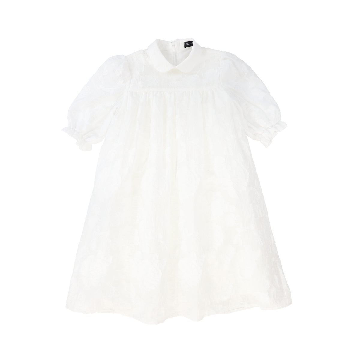 FRANCESCA GUILIANO FLOWER TEXTURED ORGANZA PUFF SLEEVE DRESS