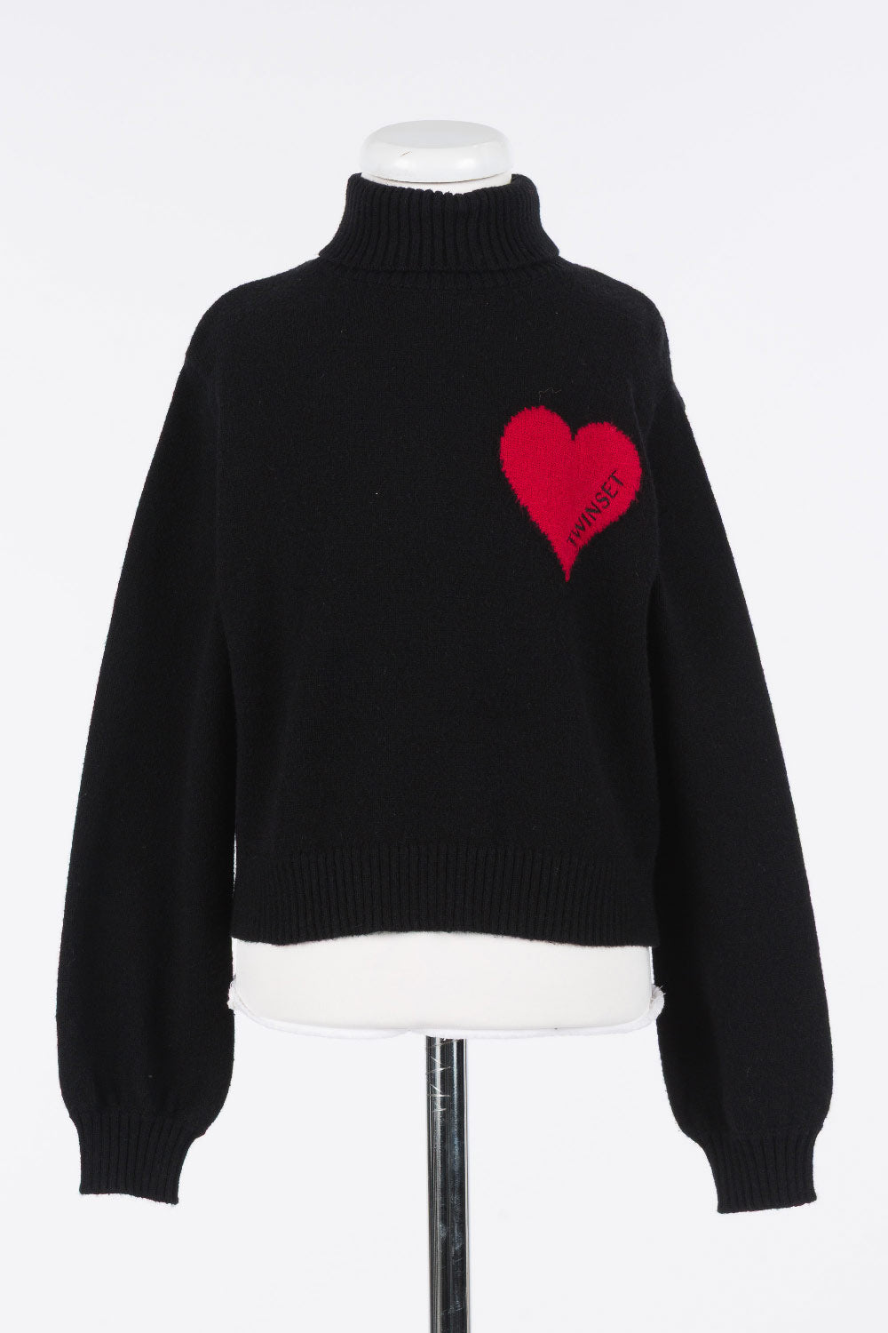 TWINSET LOGO HEART CHEST DETAIL KNIT TURTLENECK