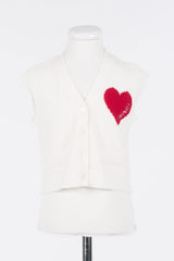 TWINSET LOGO HEART CHEST DETAIL BUTTON DOWN KNIT VEST