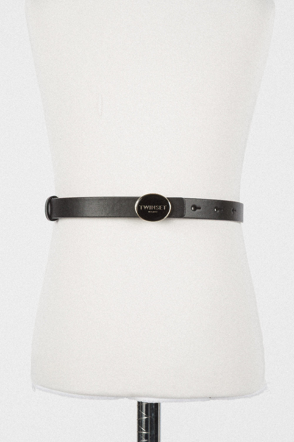 TWINSET LOGO OVAL BUCKLE ENAMELED BELT