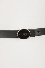 TWINSET LOGO OVAL BUCKLE ENAMELED BELT