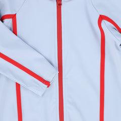 WATER CLUB 2PC CONTRAST HALF ZIP LS SWIMSUIT WITH FLARE SWIM SKIRT