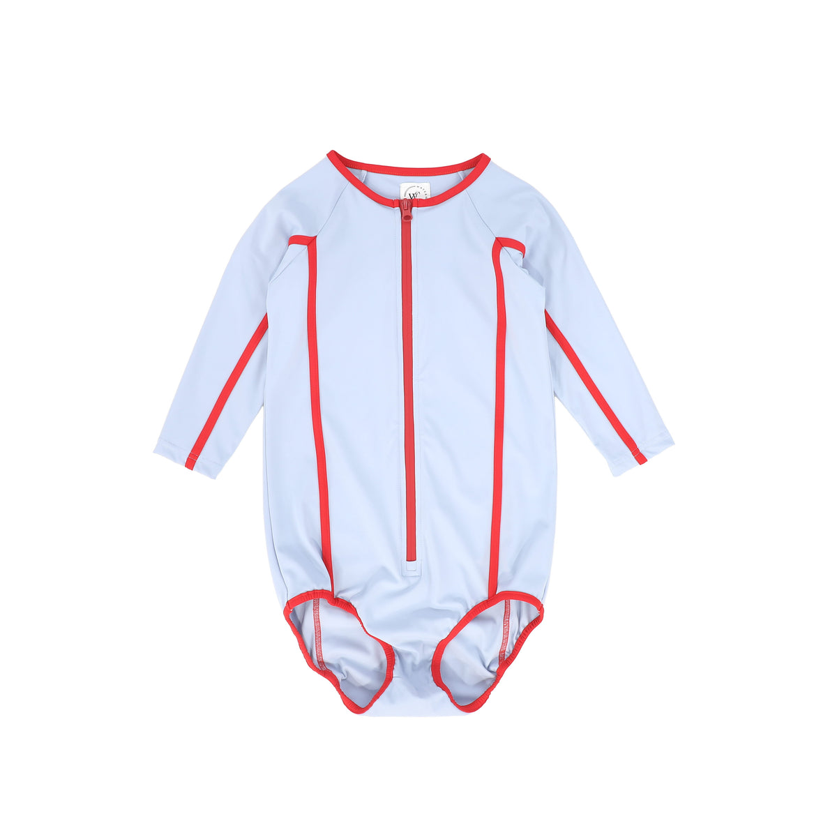 WATER CLUB 2PC CONTRAST HALF ZIP LS SWIMSUIT WITH FLARE SWIM SKIRT