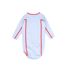 WATER CLUB 2PC CONTRAST HALF ZIP LS SWIMSUIT WITH FLARE SWIM SKIRT