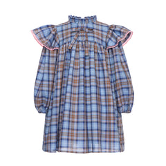 PAADE MODE WILLOW RUFFLED STAND UP COLLAR PLAID DRESS