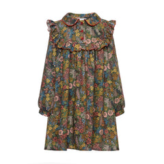 PAADE MODE PENELOPE COLLAR AND RUFFLED BIB FRONT FLORAL DRESS
