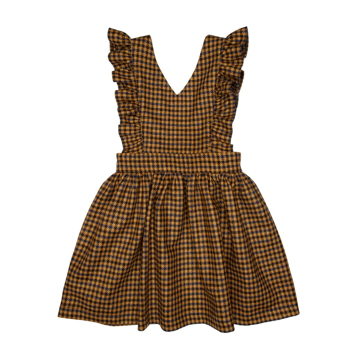 PAADE MODE ELLIS WOOL CHECKED RUFFLE STRAPS PINAFORE JUMPER