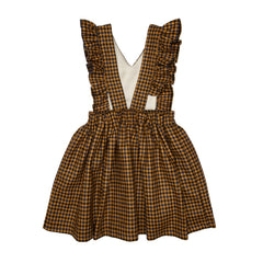PAADE MODE ELLIS WOOL CHECKED RUFFLE STRAPS PINAFORE JUMPER