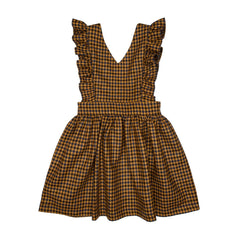 PAADE MODE ELLIS WOOL CHECKED RUFFLE STRAPS PINAFORE JUMPER