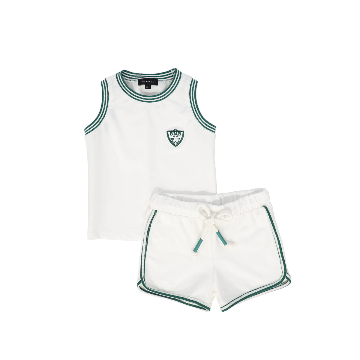 BAMBOO 2PC EMBROIDERED FLOWER TRIM BLOOMER SET